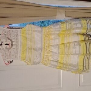 Yellow & White Striped Dress 👗 Size 7